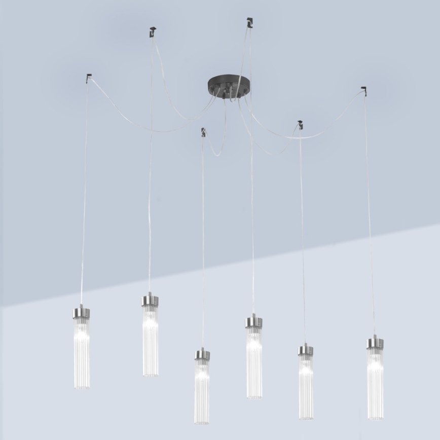 Kolarz 6009.30660 - Candeeiro suspenso RAGGIO 6xE14/25W/230V aranha cromado mate