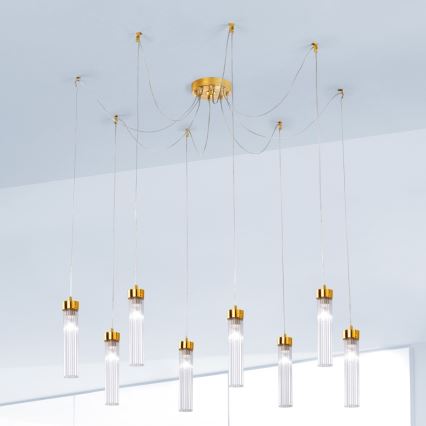 Kolarz 6009.30830 - Candeeiro suspenso RAGGIO 8xE14/25W/230V aranha 24K dourado