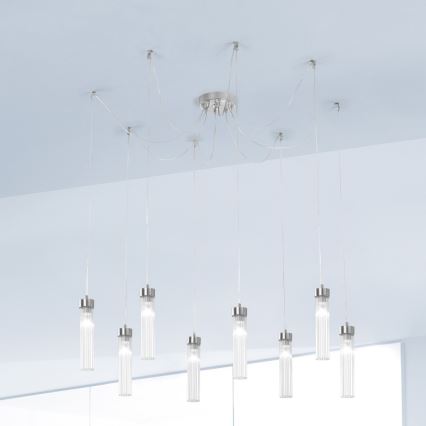 Kolarz 6009.30850 - Candeeiro suspenso RAGGIO 8xE14/25W/230V aranha prateado