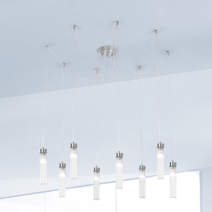 Kolarz 6009.30850 - Candeeiro suspenso RAGGIO 8xE14/25W/230V aranha prateado