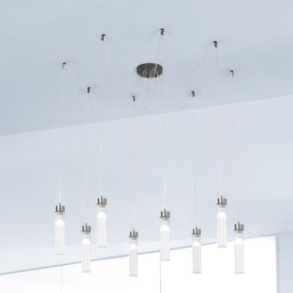 Kolarz 6009.30860 - Candeeiro suspenso RAGGIO 8xE14/25W/230V aranha cromado mate