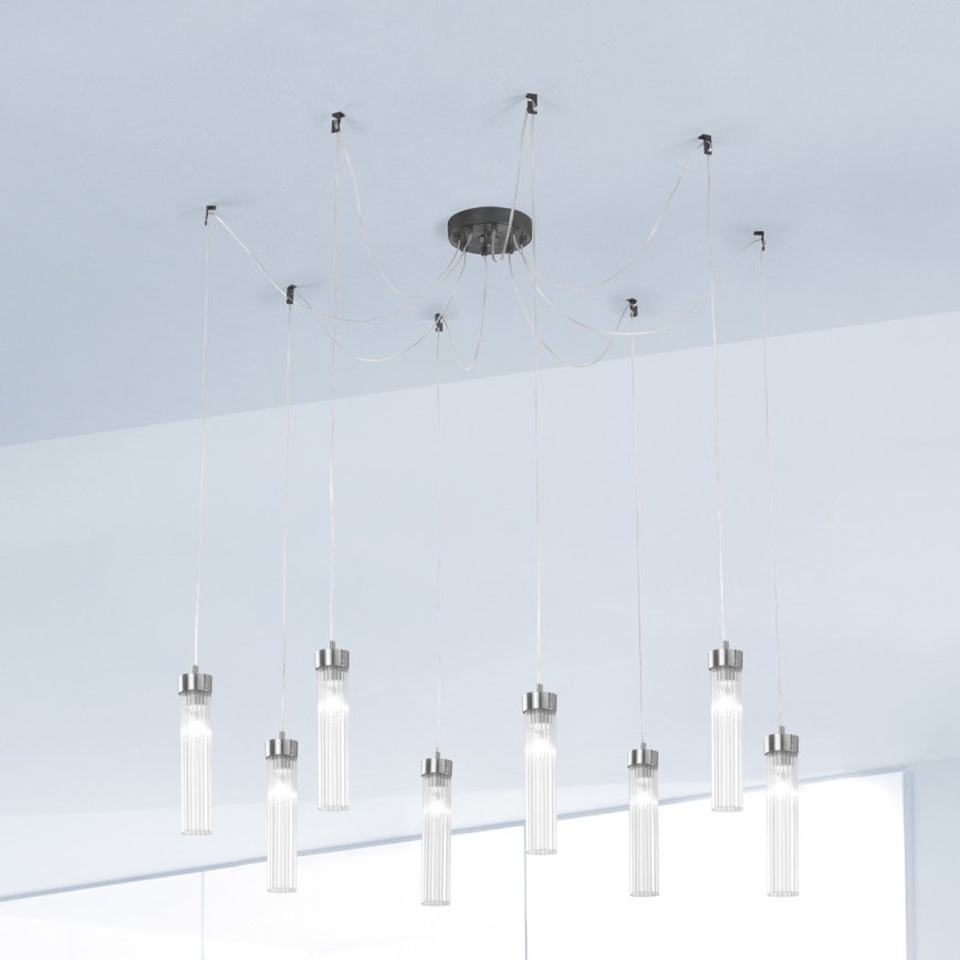 Kolarz 6009.30860 - Candeeiro suspenso RAGGIO 8xE14/25W/230V aranha cromado mate