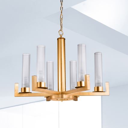 Kolarz 6009.80630 - Candelabro suspenso RAGGIO 6xE14/25W/230V 24K dourado
