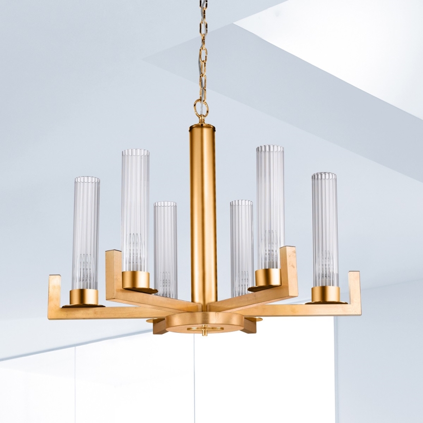 Kolarz 6009.80630 - Candelabro suspenso RAGGIO 6xE14/25W/230V 24K dourado
