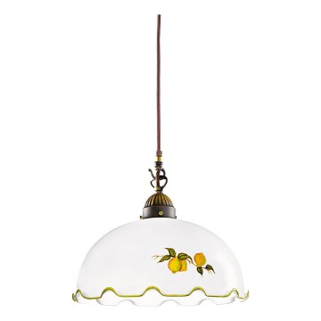Kolarz 731.30.117 - Lustre suspenso com cabo NONNA 1xE27/75W/230V, diâmetro 30 cm, com estampado de limões