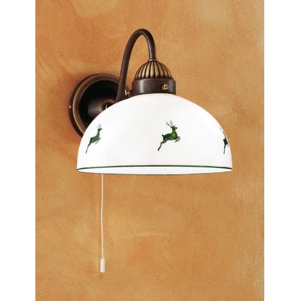 Kolarz 731.61.100 - Candeeiro de parede NONNA 1xE27/75W/230V castanho/veado verde