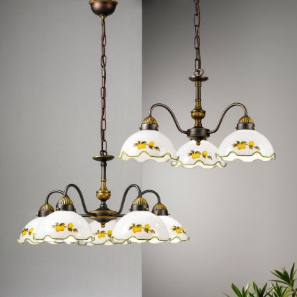 Kolarz 731.83.116 - Lustre suspenso por corrente NONNA 3xE27/75W/230V com decoração de limões