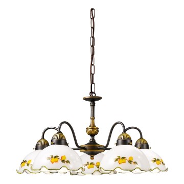 Kolarz 731.85.116 - Lustre suspenso por corrente NONNA 5xE27/75W/230V, com detalhes em forma de limão