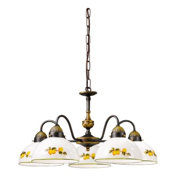 Kolarz 731.85.126 - Candeeiro suspenso NONNA 5xE27/75W/230V limões