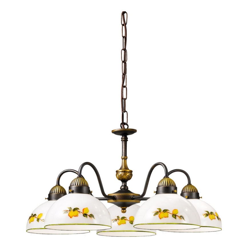 Kolarz 731.85.126 - Candeeiro suspenso NONNA 5xE27/75W/230V limões