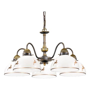 Kolarz 731.85.150 - Lustre com corrente NONNA 5xE27/75W/230V acabamento ouro rosé com motivo de veado