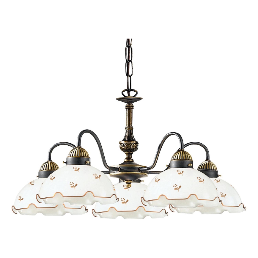 Kolarz 731.85.160 - Lustre suspenso por corrente NONNA 5xE27/75W/230V com motivos florais, ouro rosé