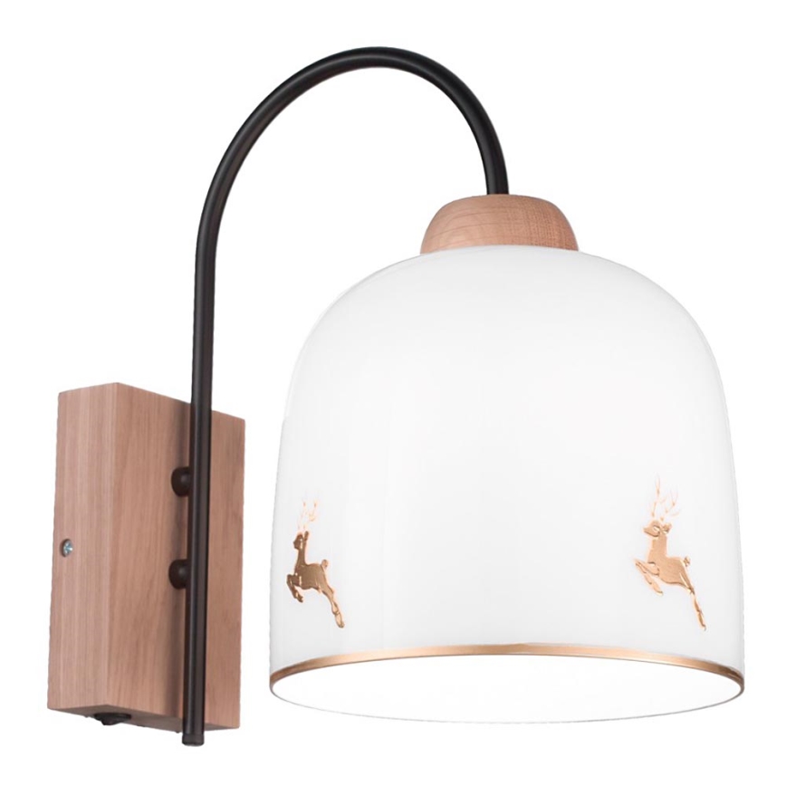 Kolarz A1352.61.Au.100 - Candeeiro de parede NONNA 1xE27/60W/230V veado carvalho/branco/dourada