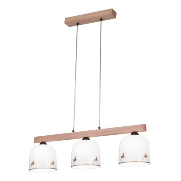 Kolarz A1352.83.Au.100 - Candelabro suspenso NONNA 3xE27/60W/230V veado carvalho/branco/dourada