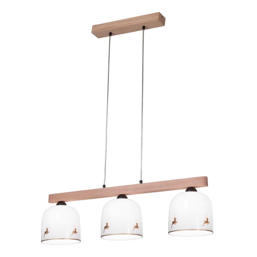 Kolarz A1352.83.Au.100 - Candelabro suspenso NONNA 3xE27/60W/230V veado carvalho/branco/dourada