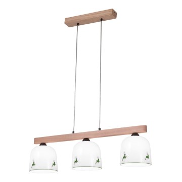 Kolarz A1352.83.G.100-Candelabro suspenso NONNA 3xE27/60W/230V veado carvalho/branco/verde