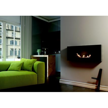 Kratki - Lareira BIO de parede 40x90 cm 1,5kW preta