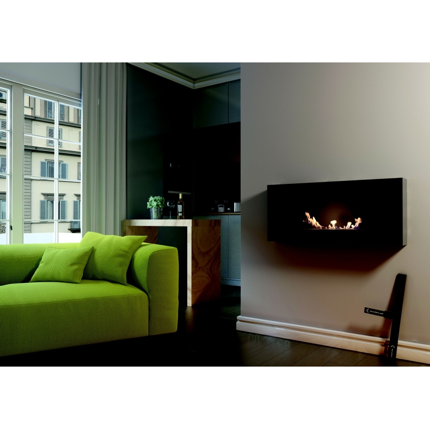 Kratki - Lareira BIO de parede 40x90 cm 1,5kW preta