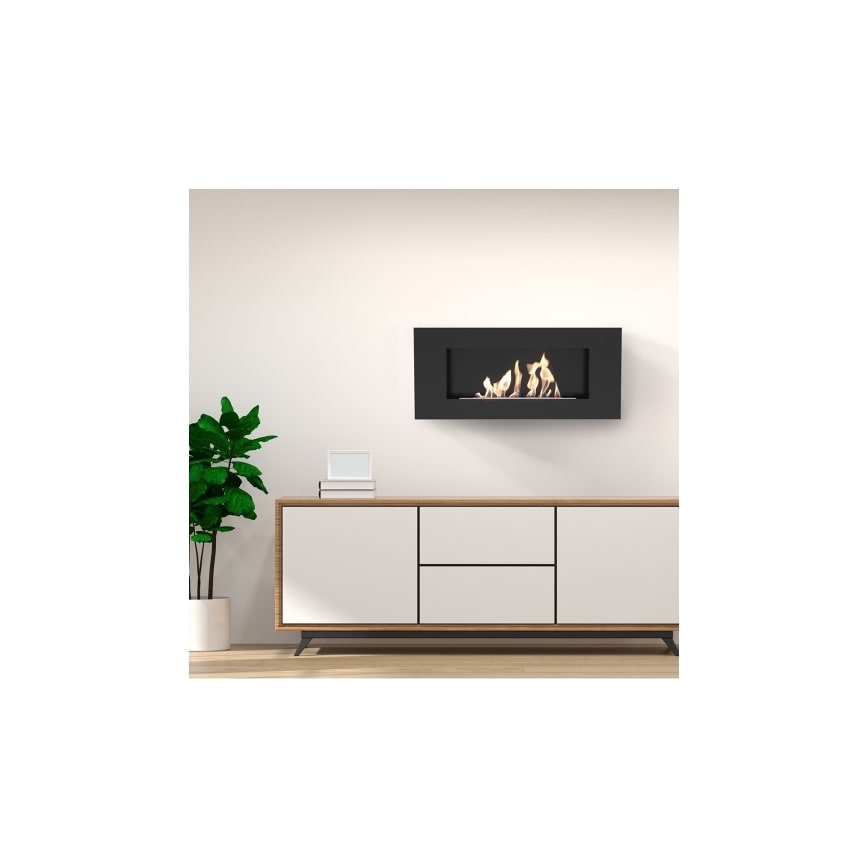 Kratki - Lareira BIO de parede 40x90 cm 1,5kW preta