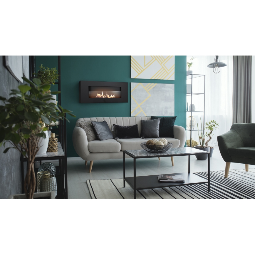 Kratki - Lareira embutida BIO 40x90 cm 2kW preta