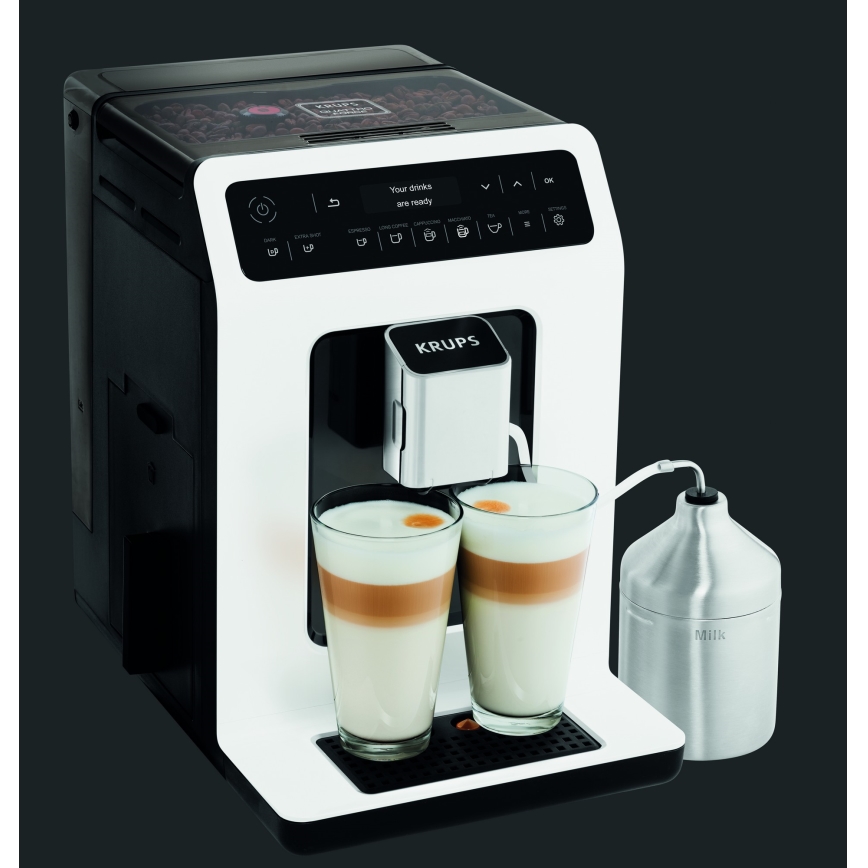 Krups - Máquina de café automática com milk contentor EVIDENCE 1450W/230V branco
