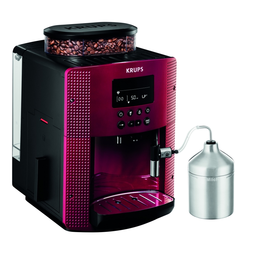 Krups - Máquina de café automática com reservatório de leite ESSENTIAL 1450W/230V vermelho