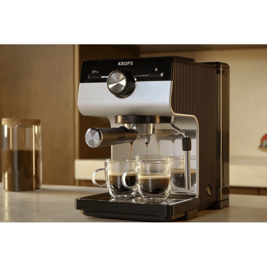 Krups - Máquina de café com manivela para duas chávenas AUTHENTIC 1450W/230V cinzento