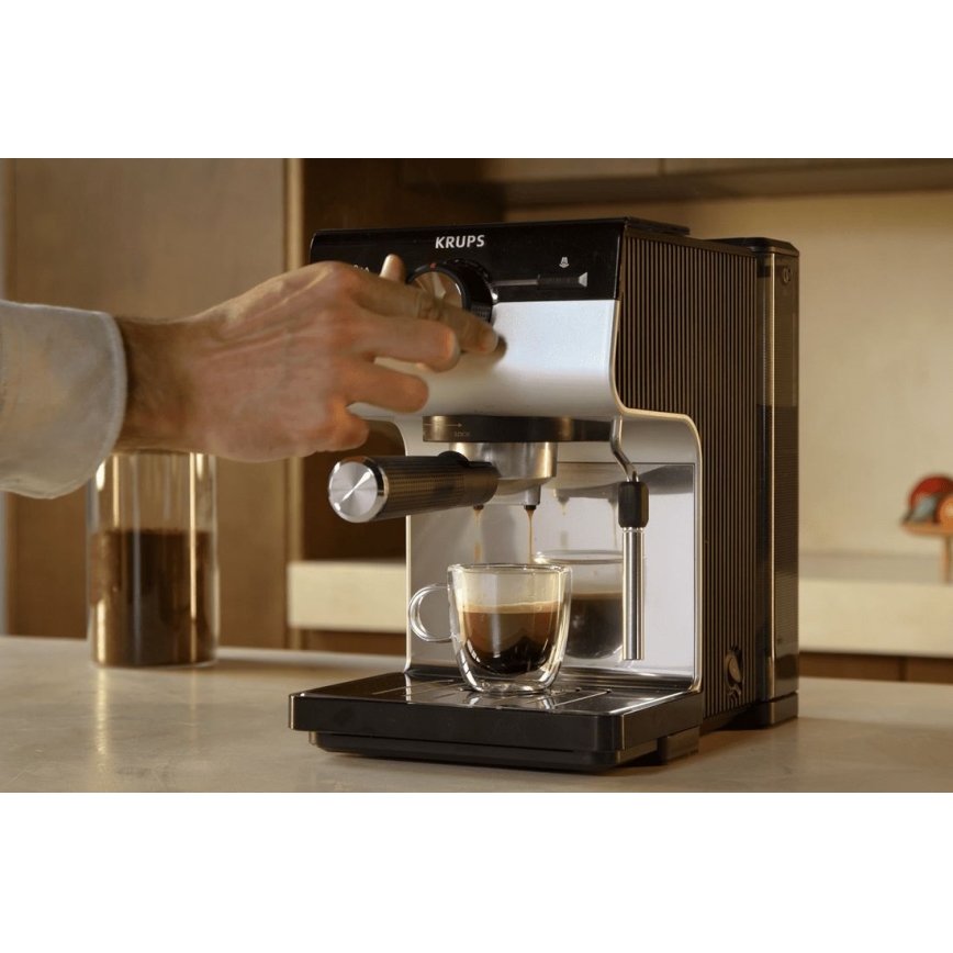 Krups - Máquina de café com manivela para duas chávenas AUTHENTIC 1450W/230V cinzento
