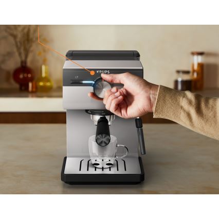 Krups - Máquina de café com manivela para duas chávenas AUTHENTIC 1450W/230V cinzento