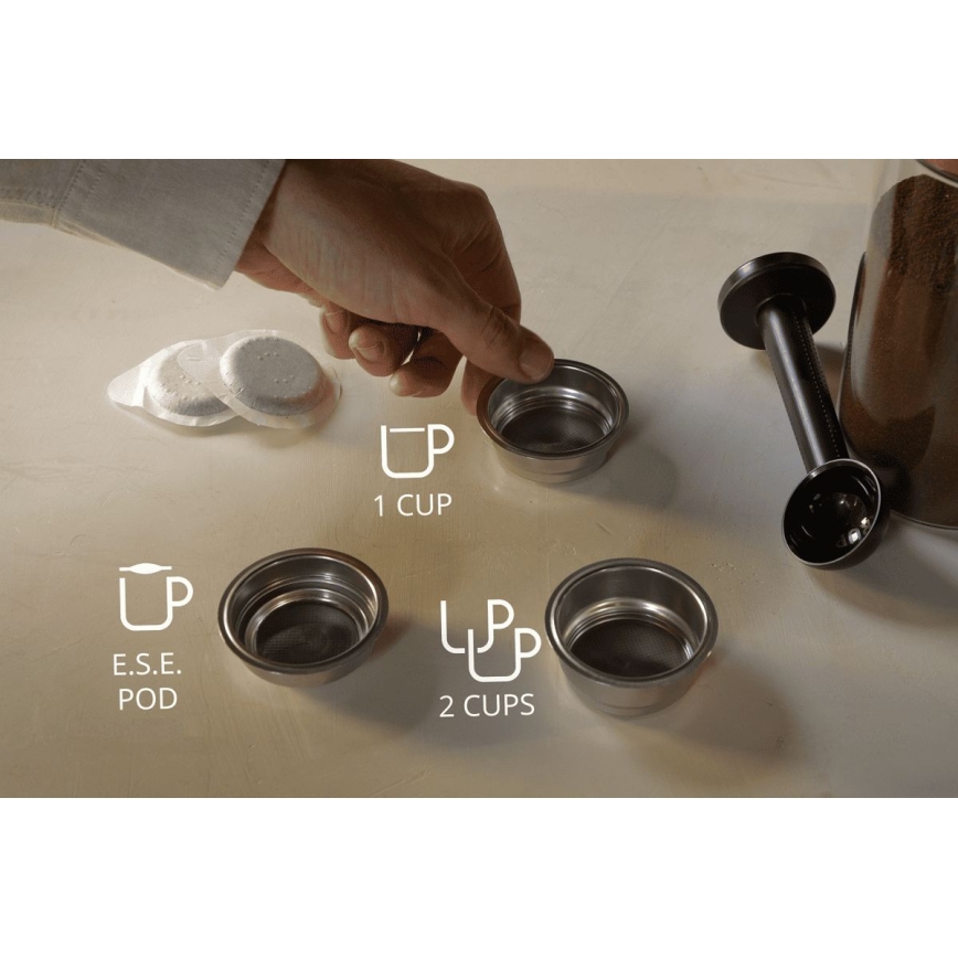 Krups - Máquina de café com manivela para duas chávenas AUTHENTIC 1450W/230V cinzento