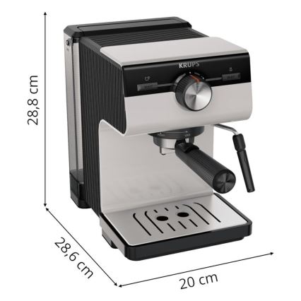 Krups - Máquina de café com manivela para duas chávenas AUTHENTIC 1450W/230V cinzento