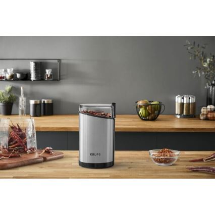 Krups - Triturador elétrico de café em grão 85g FAST-TOUCH 200W/230V cromado mate