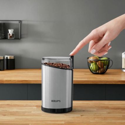Krups - Triturador elétrico de café em grão 85g FAST-TOUCH 200W/230V cromado mate