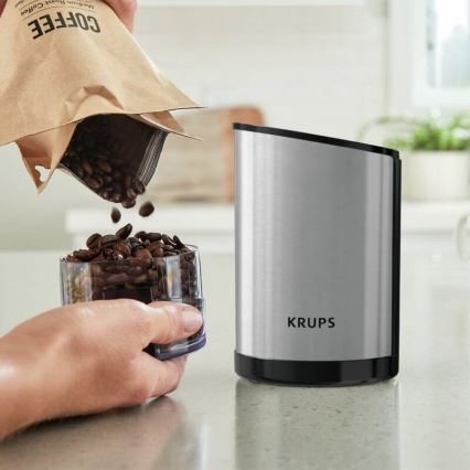 Krups - Triturador elétrico de café em grão 85g FAST-TOUCH 200W/230V cromado mate
