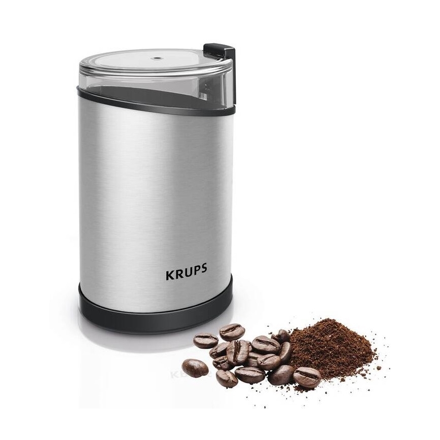 Krups - Triturador elétrico de café em grão 85g FAST-TOUCH 200W/230V cromado mate