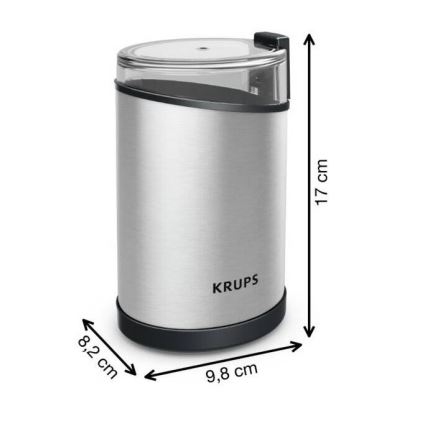 Krups - Triturador elétrico de café em grão 85g FAST-TOUCH 200W/230V cromado mate