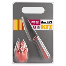 Lamart - Conjunto de cozinha 3 pcs - faca, afiador e tábua de cortar