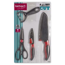 Lamart - Conjunto de cozinha 4 pcs - 2x faca, descascador e tesoura
