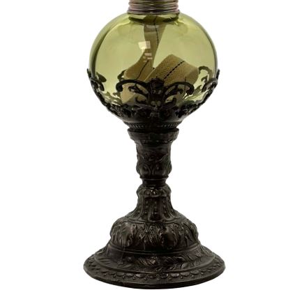 Lâmpada a petróleo DRAHOMÍRA 50 cm verde floresta decorada com estanho