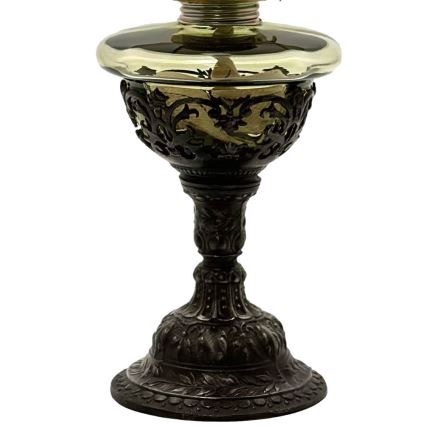 Lâmpada a petróleo RŮŽENA 50 cm verde floresta decorada com estanho