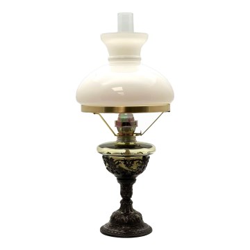 Lâmpada a petróleo RŮŽENA 50 cm verde floresta decorada com estanho