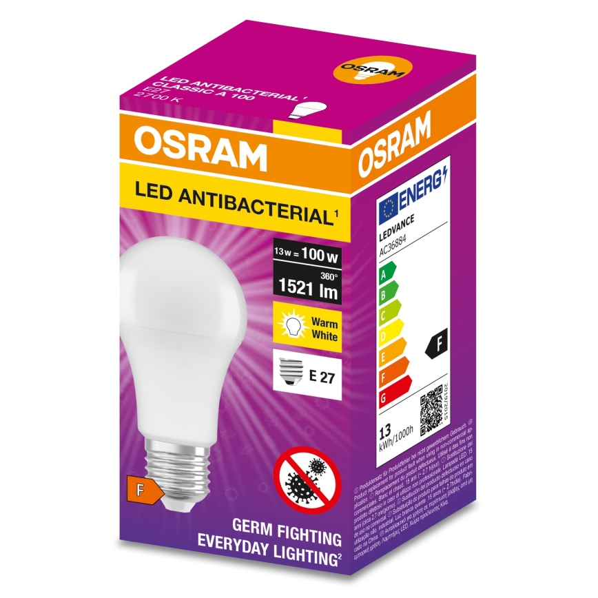 Lâmpada antibacteriana LED A100 E27/13W/230V 2700K - Osram