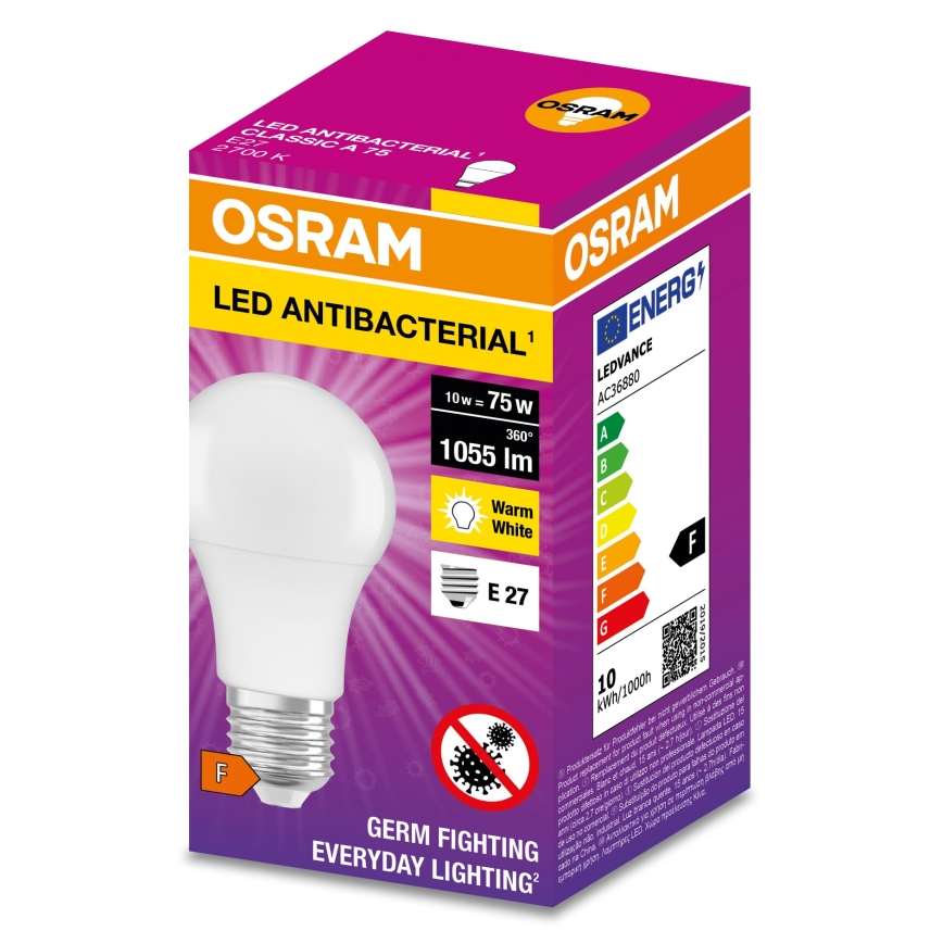 Lâmpada antibacteriana LED A75 E27/10W/230V 2700K - Osram