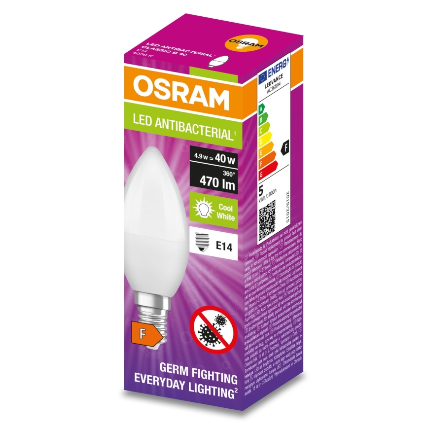 Lâmpada antibacteriana LED B40 E14/4,9W/230V 4000K - Osram