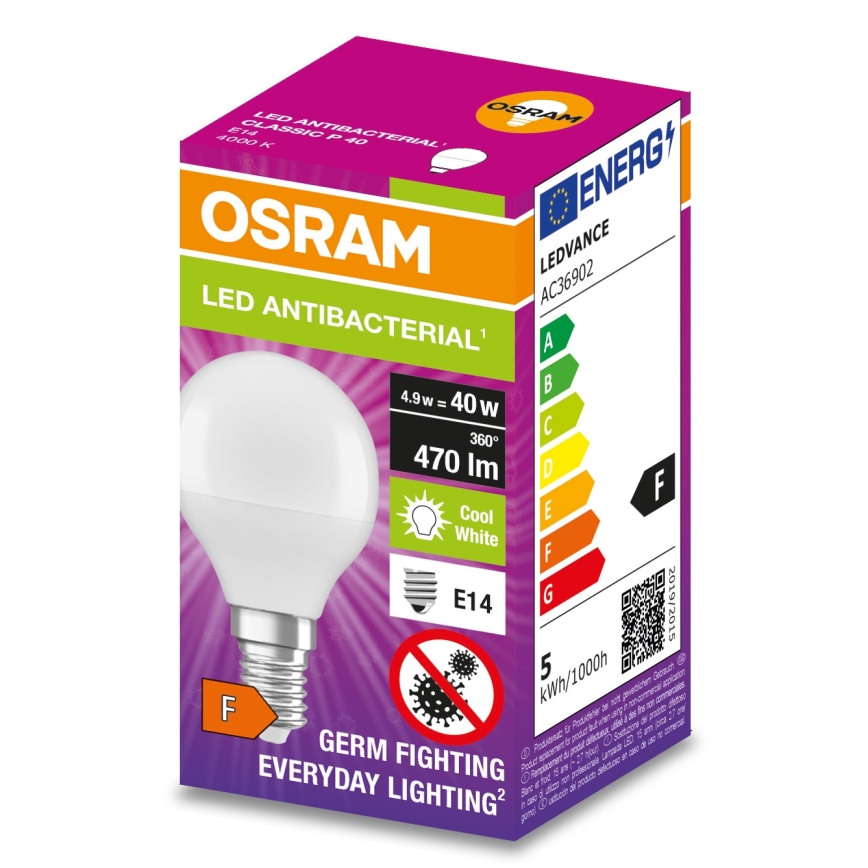 Lâmpada antibacteriana LED P40 E14/4,9W/230V 4000K - Osram