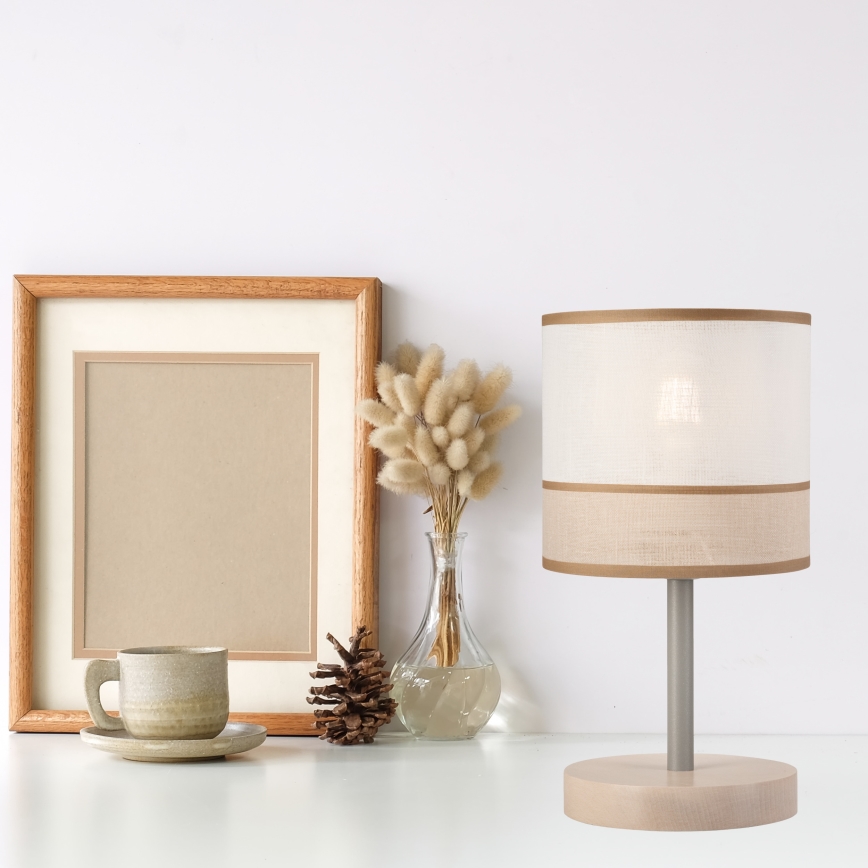 Lâmpada de mesa ANDREA 1xE27/60W/230V faia