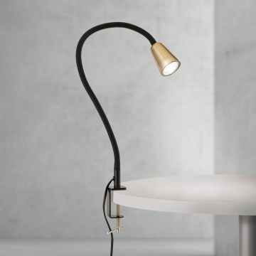 Lâmpada de mesa flexível com clipe DOTTY 1xGU10/10W/230V latão/preto