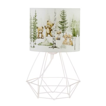 Lâmpada de mesa infantil KIDS ROOM 1xE27/60W/230V Ø 18 cm com motivos de animais