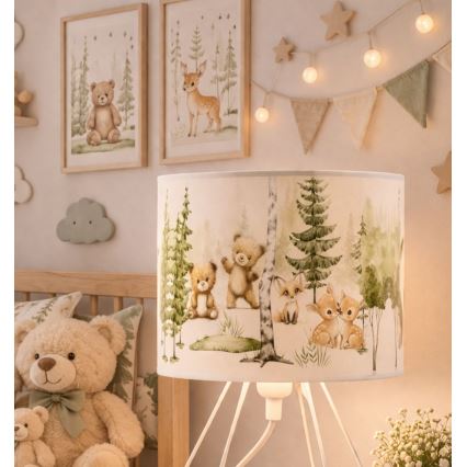 Lâmpada de mesa infantil KIDS ROOM 1xE27/60W/230V Ø 18 cm com motivos de animais