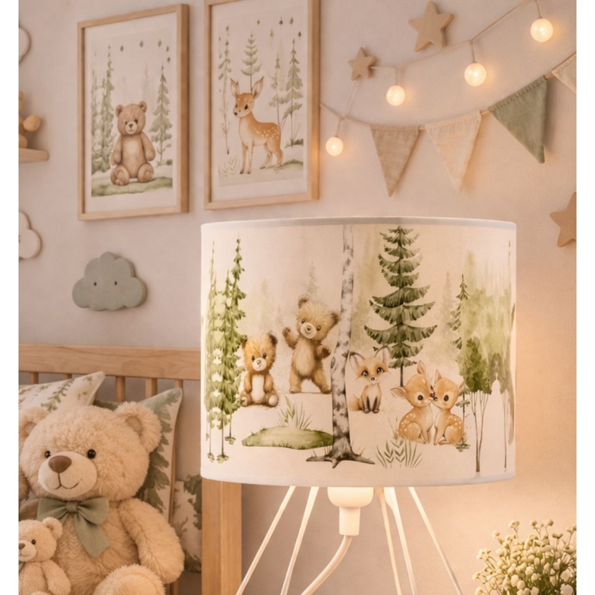 Lâmpada de mesa infantil KIDS ROOM 1xE27/60W/230V Ø 18 cm com motivos de animais